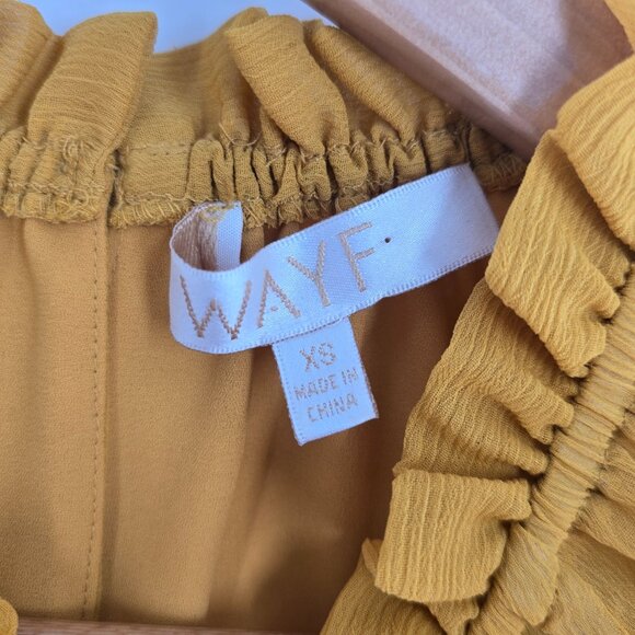 WAYF Long Sleeve Mustard Romper ruffle hem open back‎ size XS - Picture 4 of 11